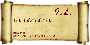 Irk Lóránt névjegykártya